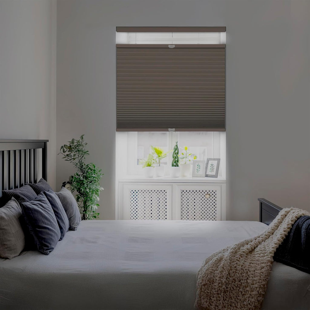 Cordless 1.5" Blackout Top down Bottom up Cellular Shade, Energy Saver, 69.5" W X 84" H, Latte