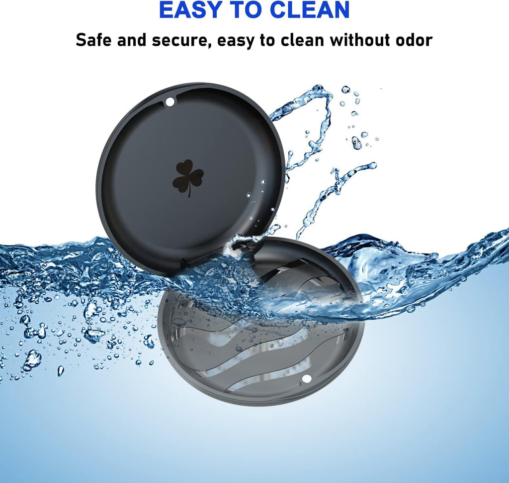 2-Pack Ultra-Thin round Aligner & Retainer Case with Magnetic Closure – Slim Portable Travel Container for Braces, Mouth Guard, Night Guard, Bpa-Free Anti-Slip Water Ripple Design (Black)
