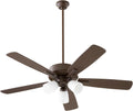 Quorum Ovation Ceiling Fan Collection | Pull Chain Control Standard | Optional Remote/Smart Control Compatible | Dry Rated Indoor (Oiled Bronze – Opal Glass, 3 Light)