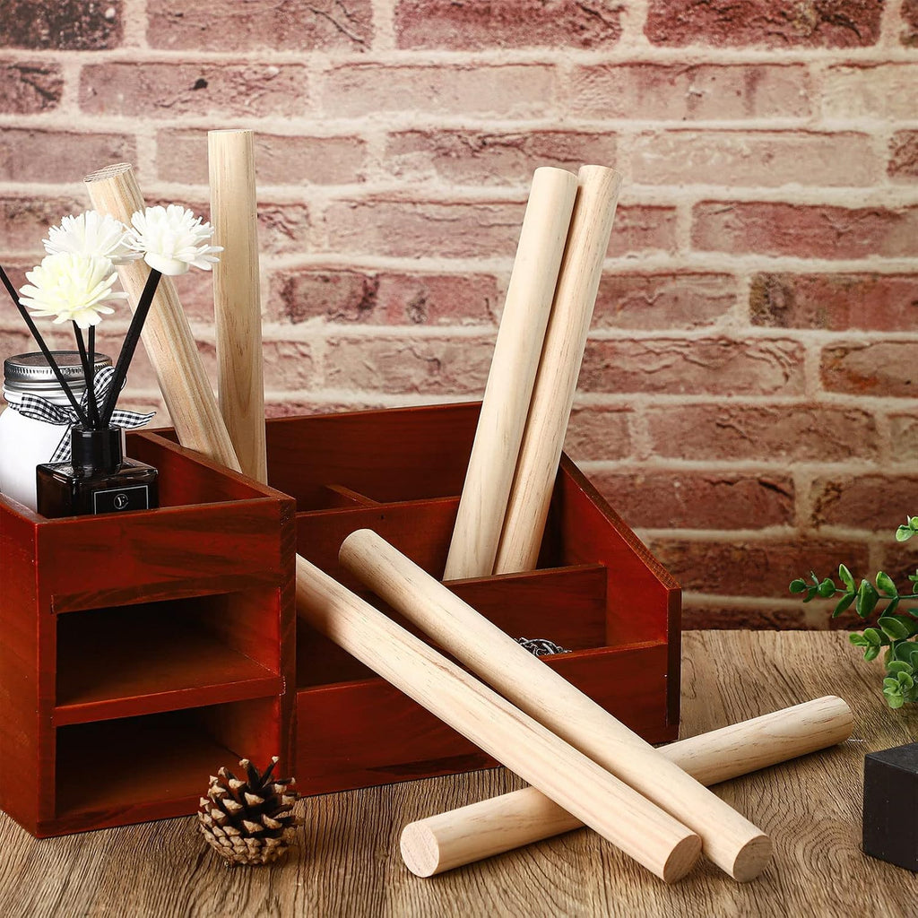 1 X 12 Inch Dowel Rods Wood Sticks Wooden Dowel Rods round Unfinished Hardwood Sticks Wooden Dowels for Crafts DIY(6 Pieces)