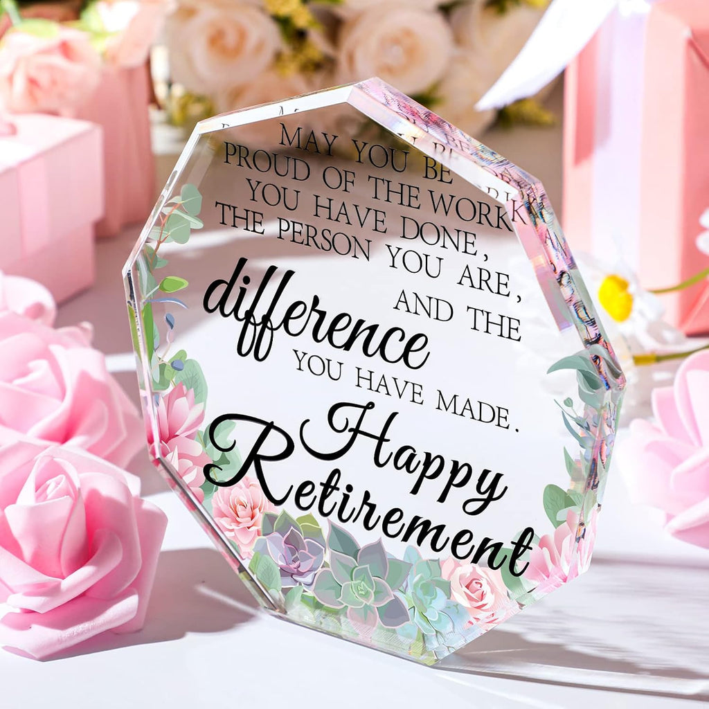 Retirement Gifts for Women Men May You Be Proud Keepsake and Paperweight Retirement Plaque Inspirational Farewell Gifts for Retired Teacher Police Firefighter(Nonagon)