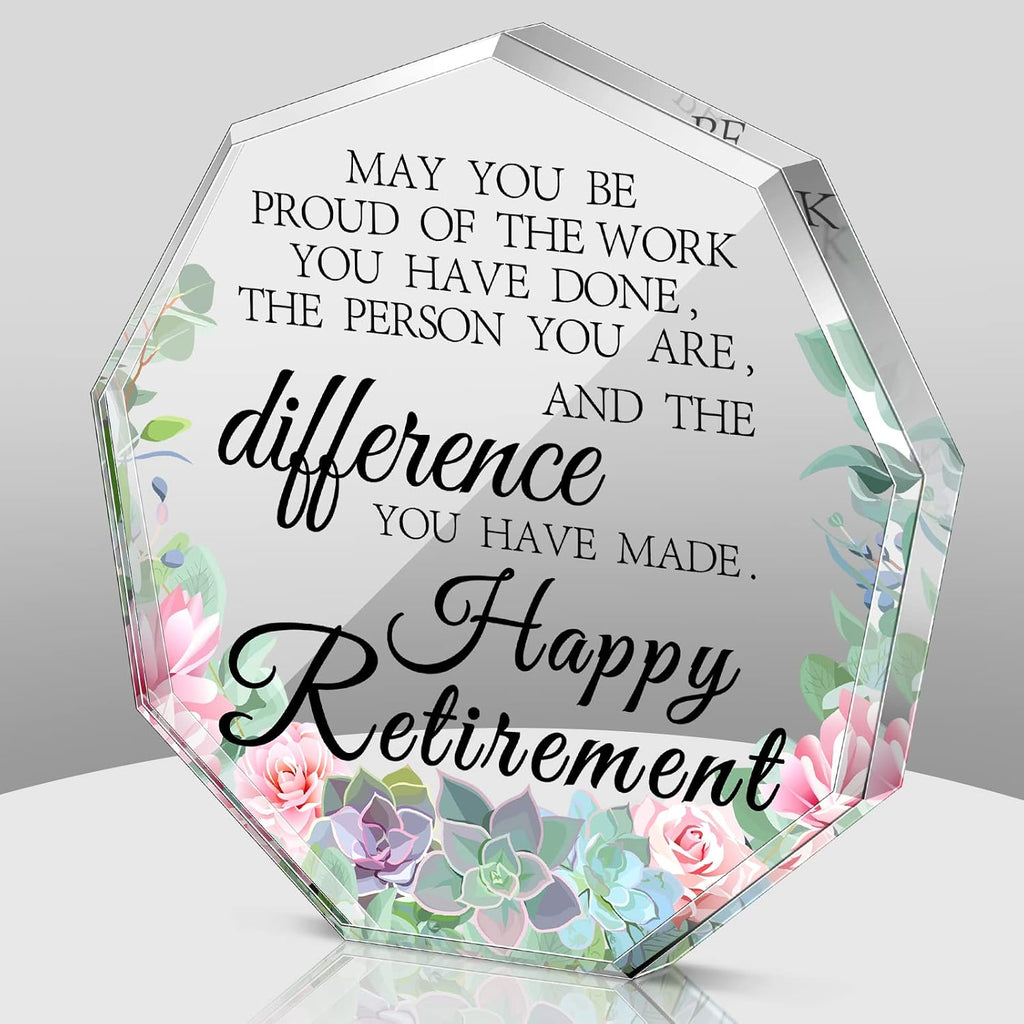 Retirement Gifts for Women Men May You Be Proud Keepsake and Paperweight Retirement Plaque Inspirational Farewell Gifts for Retired Teacher Police Firefighter(Nonagon)