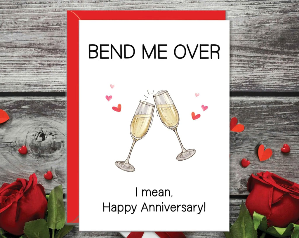 | Sexy Anniversary Cards for Men, Naughty Love Card for Boyfriend or Husband, Dirty Anniversary Day Card for Him, Adult Humor Funny Raunchy Card (Bend Me over Champagne)