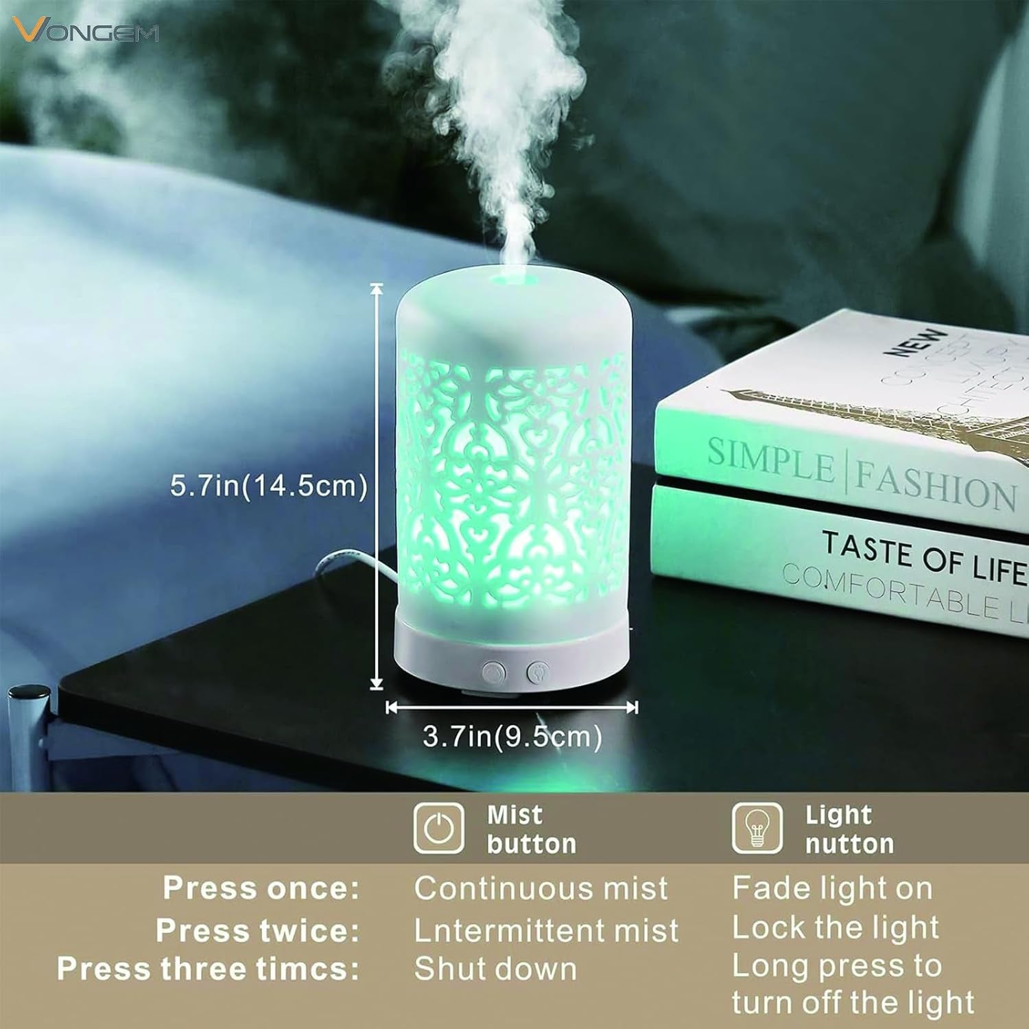 Essential Oil Diffusers Aromatherapy White Humidifier Desk 100Ml Diffuser Small Ultrasonic Machine Waterless Auto-Off