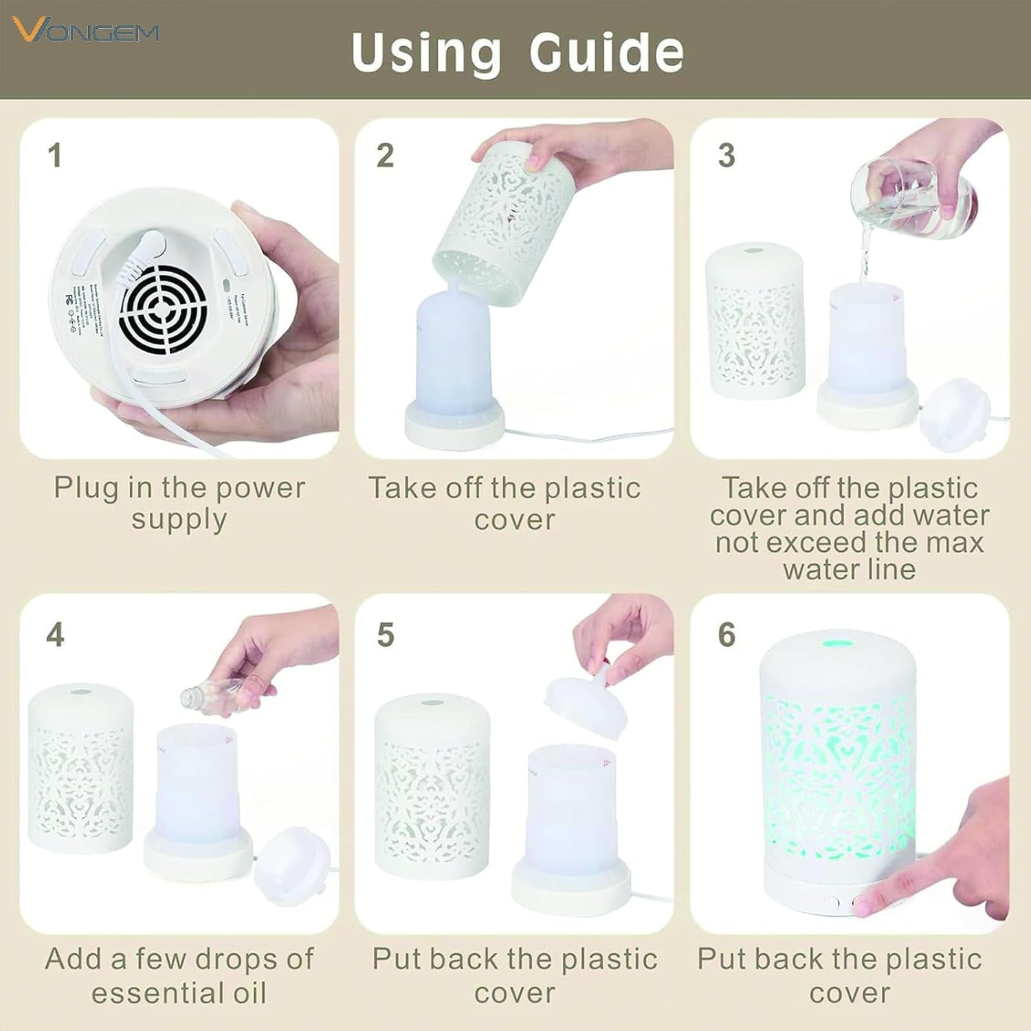 Essential Oil Diffusers Aromatherapy White Humidifier Desk 100Ml Diffuser Small Ultrasonic Machine Waterless Auto-Off
