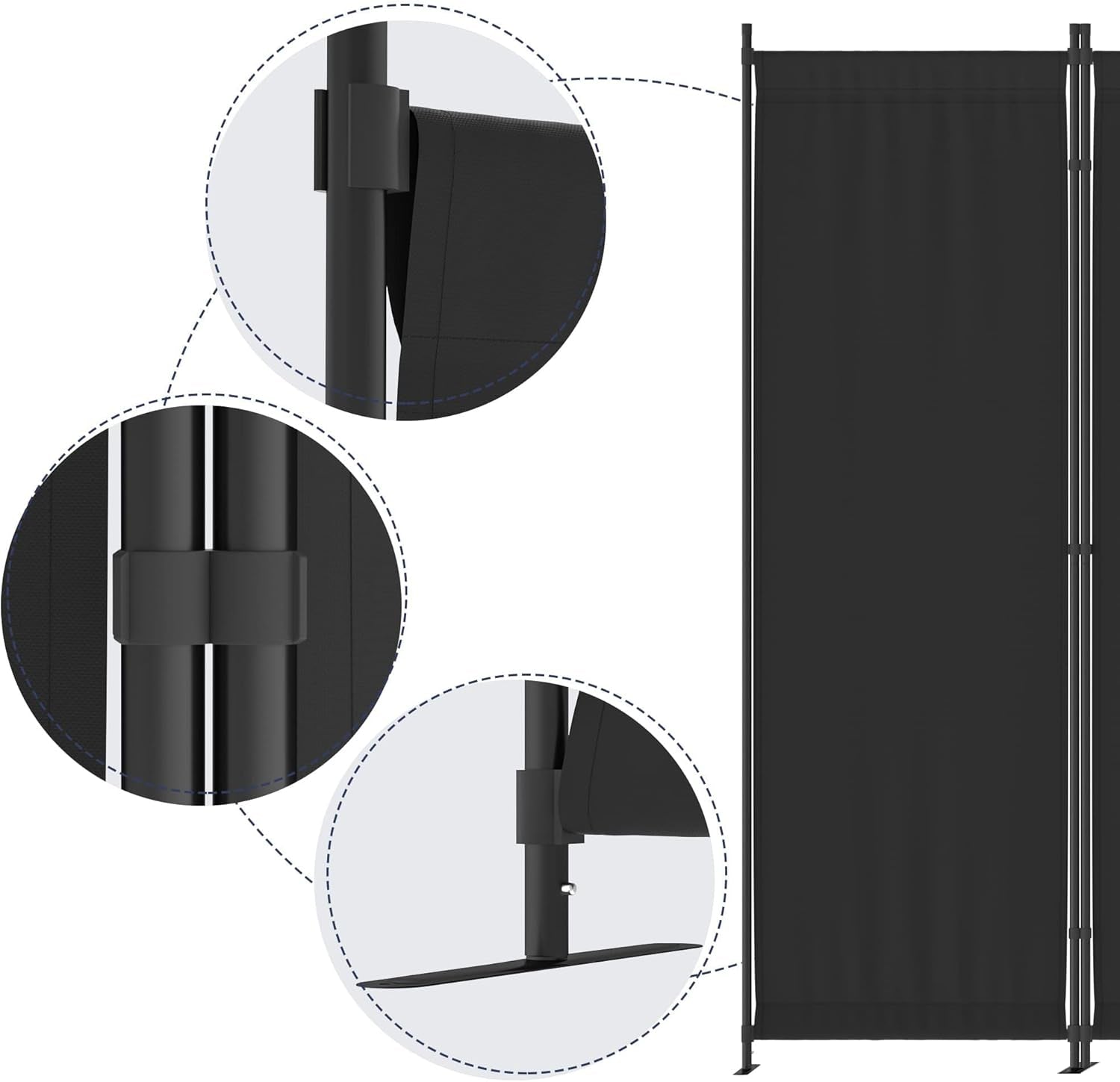 6FT Room Divider Portable, Folding Privacy Screens, 4 Panel Room Partitions, 88" Foldable Wall Dividers, Separating for Home Office Bedroom Dorm Decor (Black)