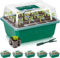 6-Pack Seed Starter Trays, 72-Cell Seed Starter Kit with Humidity Dome, Flat Reusable Plant Germination Trays with Drain Hole, Green Propagation Tray for Planting Seeds