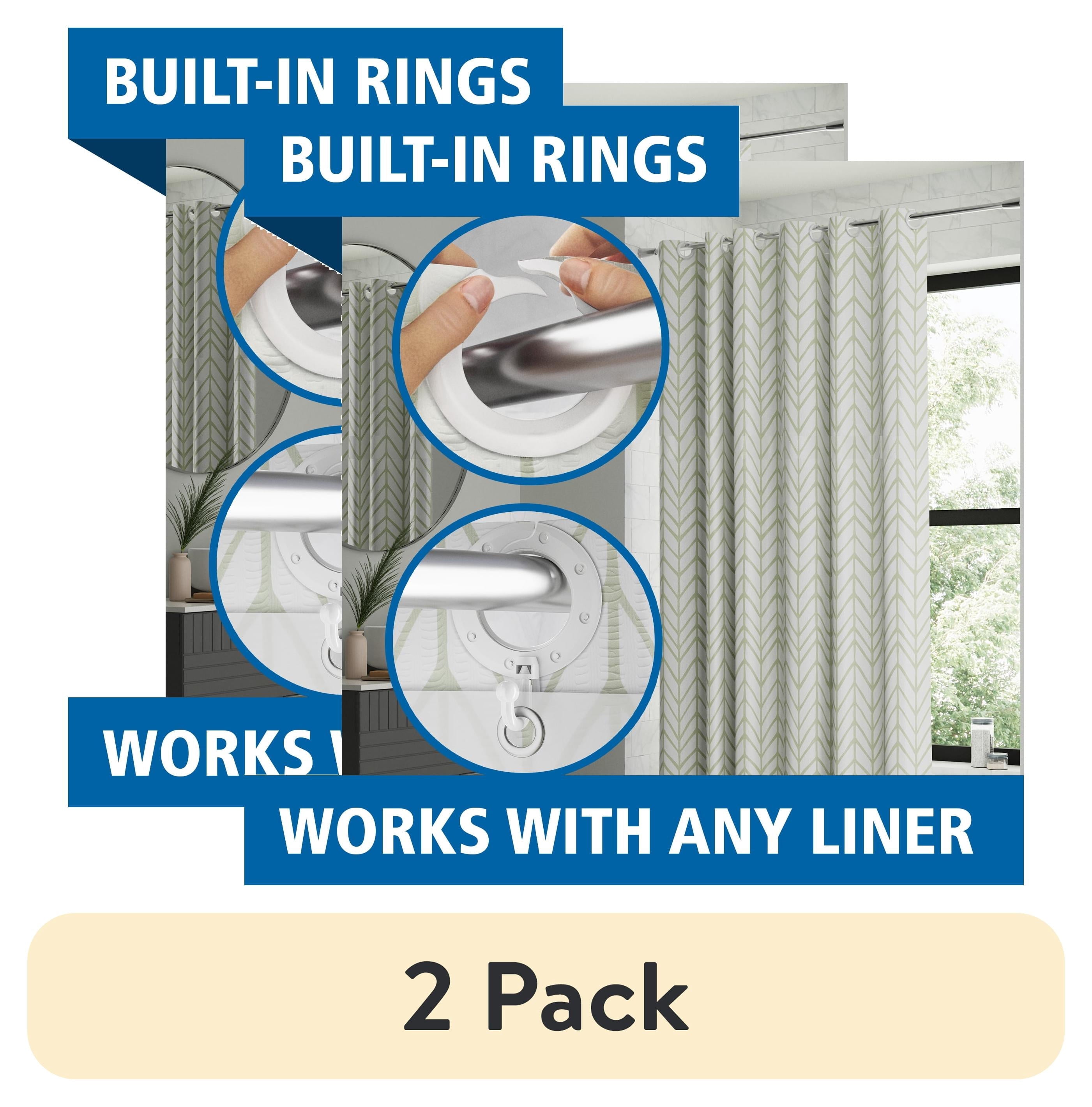 (2 Pack)  Willcrest Easy Hang Hookless Fabric Shower Curtain, 70" X 74", Sage Green