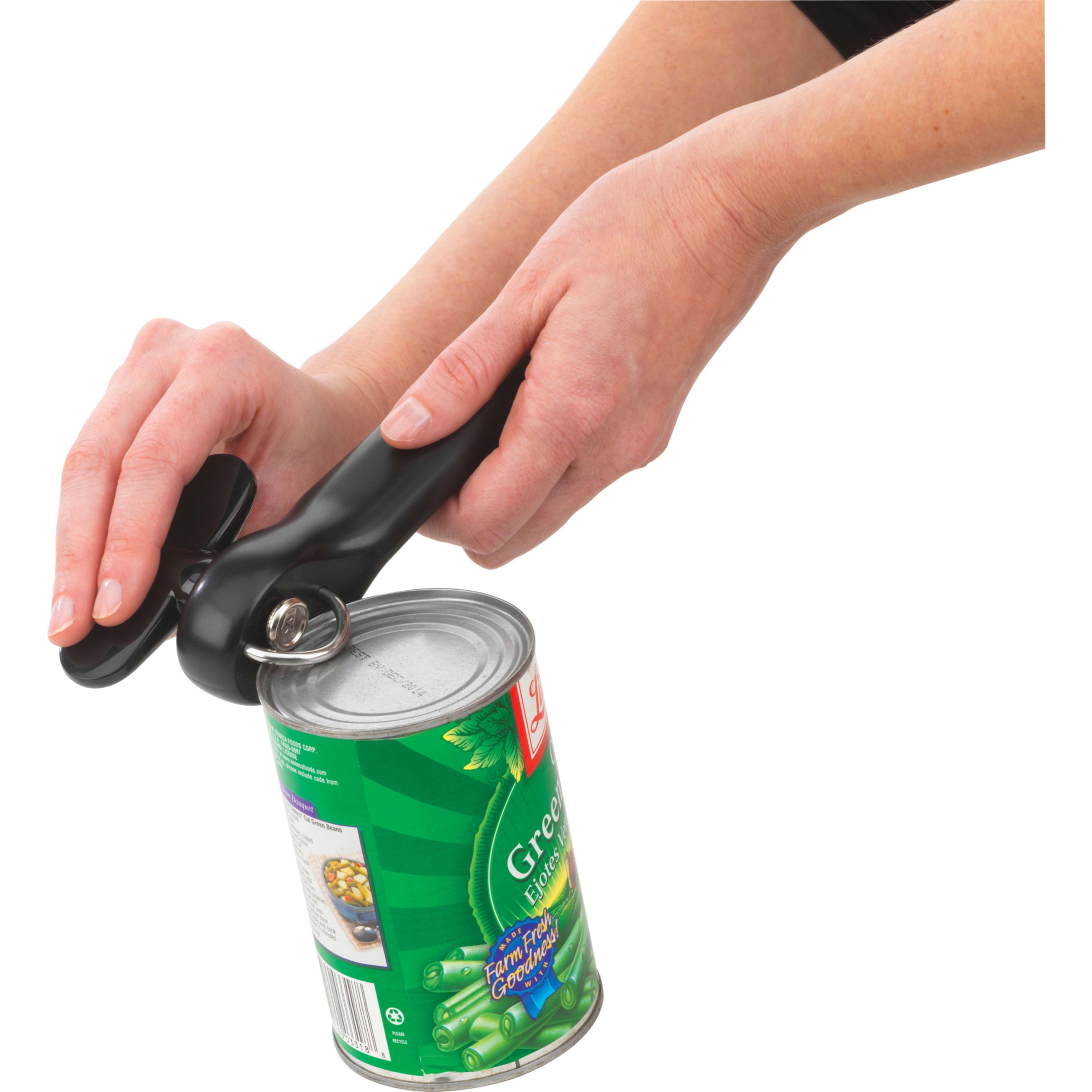 Safe-Cut Manual Can Opener with Stainless Steel Cutting Blade, Black