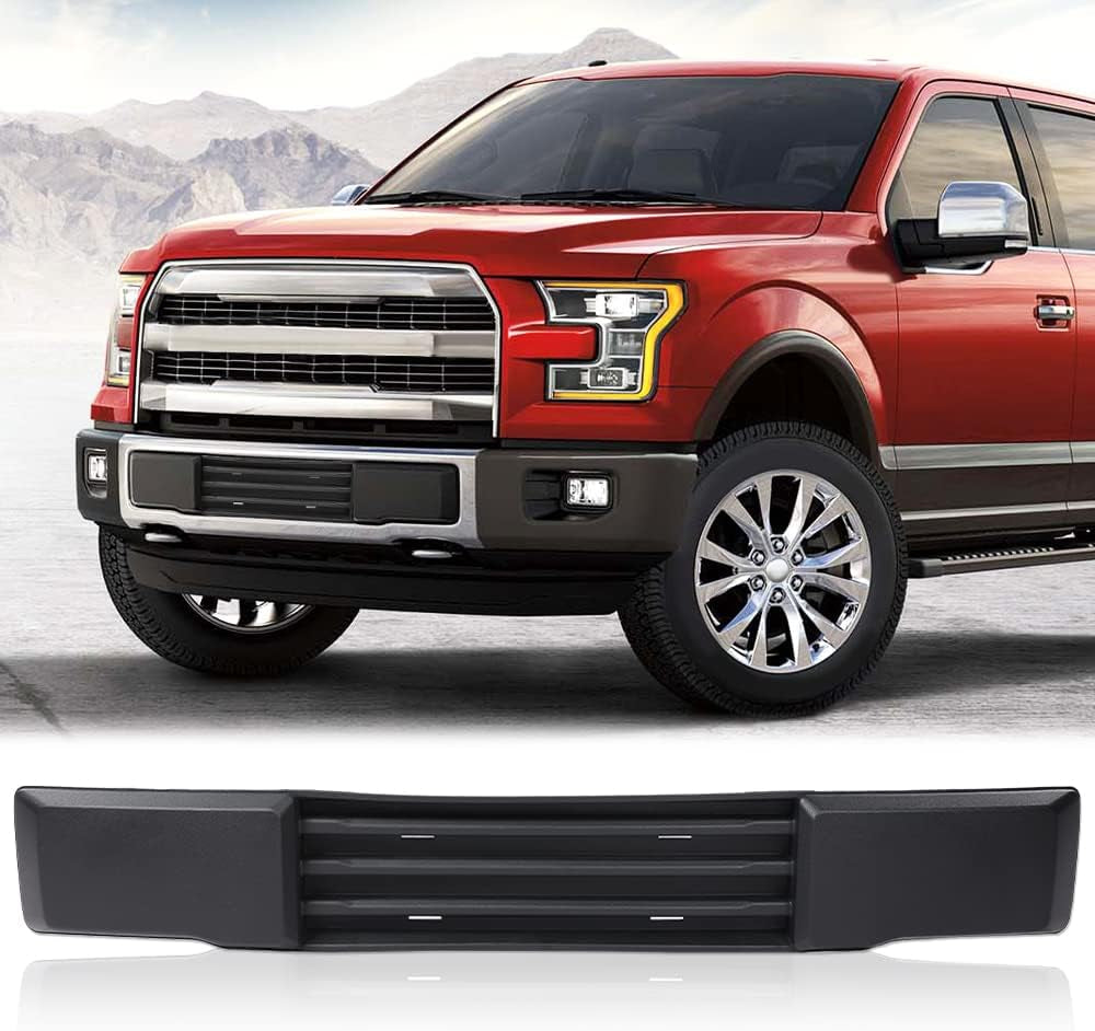 Front Bumper & License Plate Bracket Mount Fascia Cover Compatible with Ford F150 Models W/O Block Heater & W/O Grille Shutters 2015-2017 FL3Z17E810AA, FL3Z17A385A, FL3417N388BB, FL3Z17E810BA
