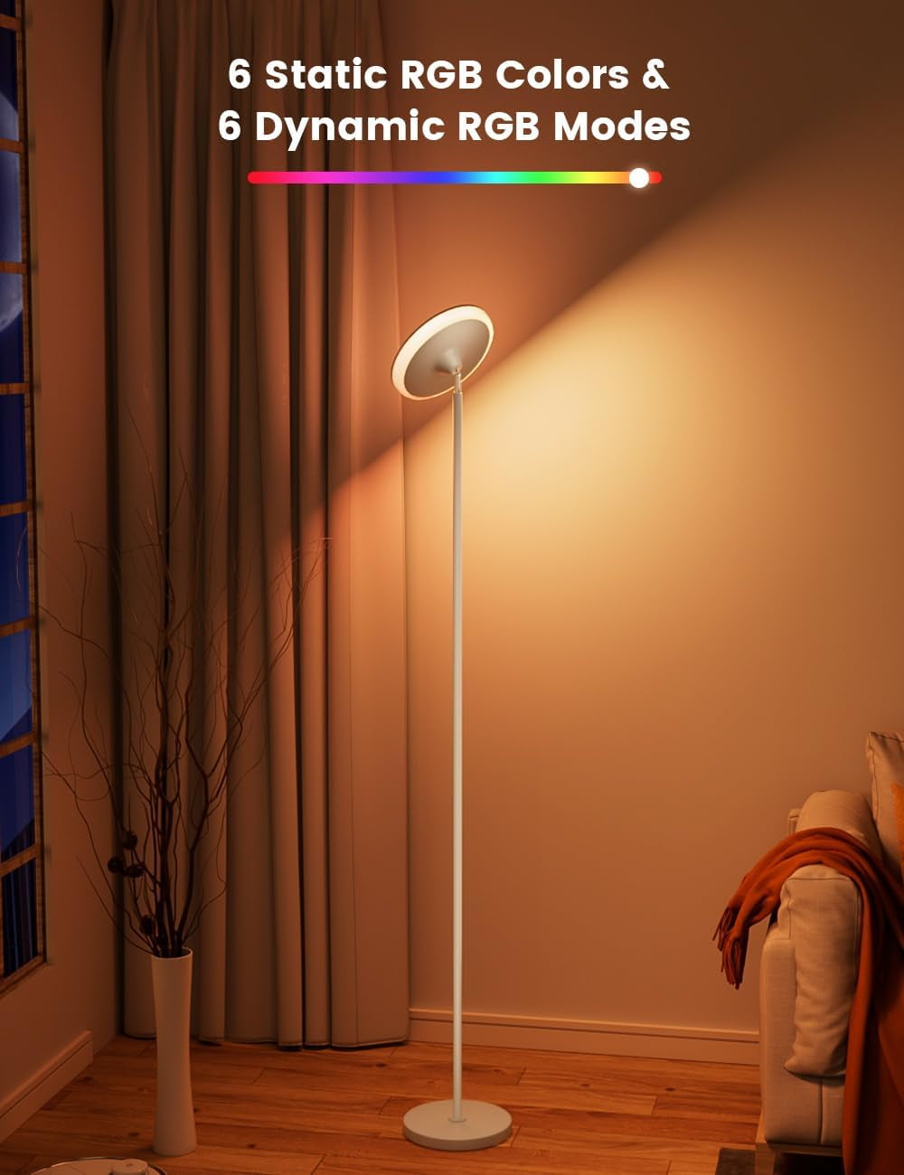 Floor Lamps for Living Room, 42W /3700LM Led Tall Standing Lamp with Remote & Touch Control, 5 Color Temperatures Modern Floor Lamp, Super Bright Smart Dimmable Floor Lamp for Bedroom Office White