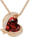 Mothers Day Gifts Love Heart Pendant Necklaces for Women, Silver Tone Rose Gold Tone Birthstone Jewelry Gifts for Wife Her