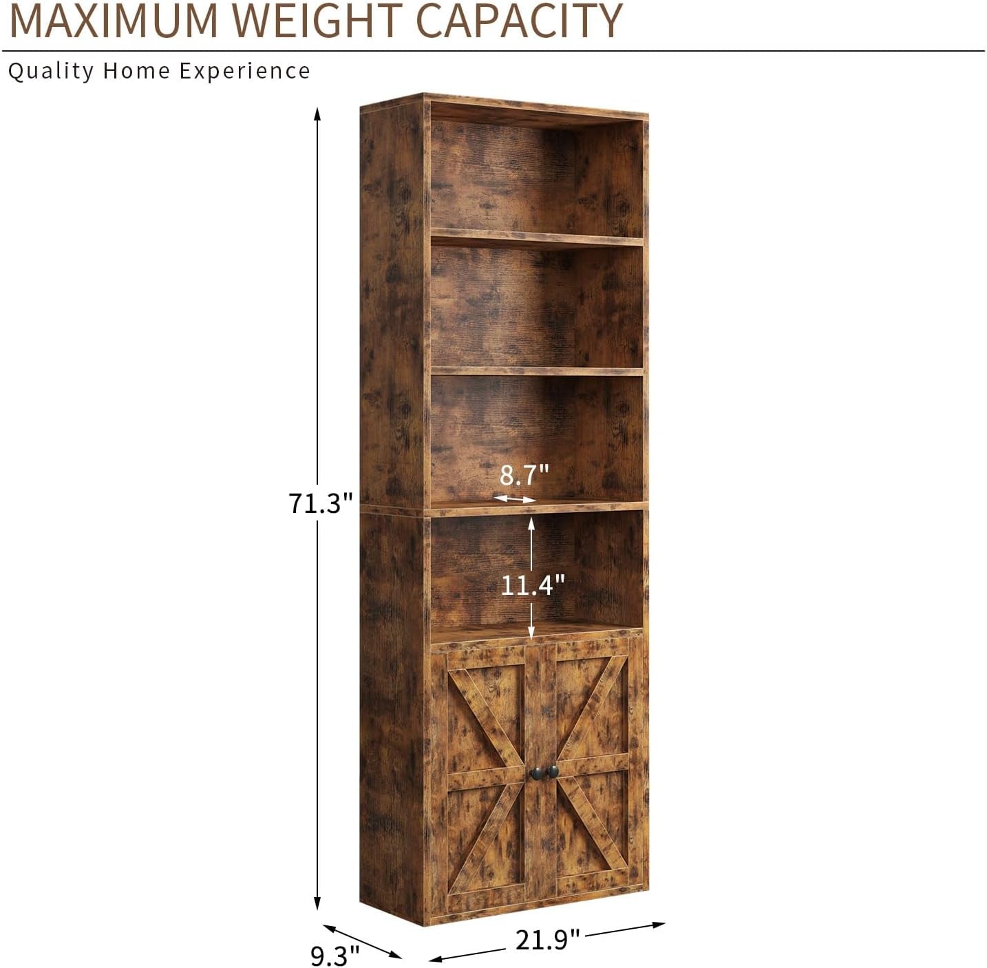 71.5" Bookshelf Set of 2, 6-Tier Bookcase with Cabinet Doors, Tall Display Shelves with Storage for Home Office, Living Room