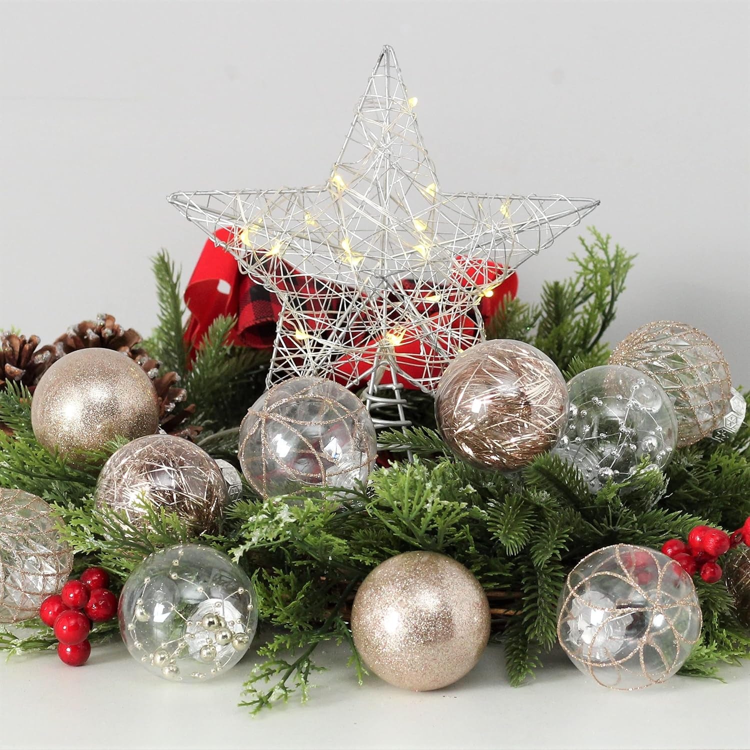 Clear Plastic Christmas Ball Ornaments, 30Ct 2.36 Inch Champagne Balls for Tree Decoration - Shatterproof for Holiday Wedding Party Gifts
