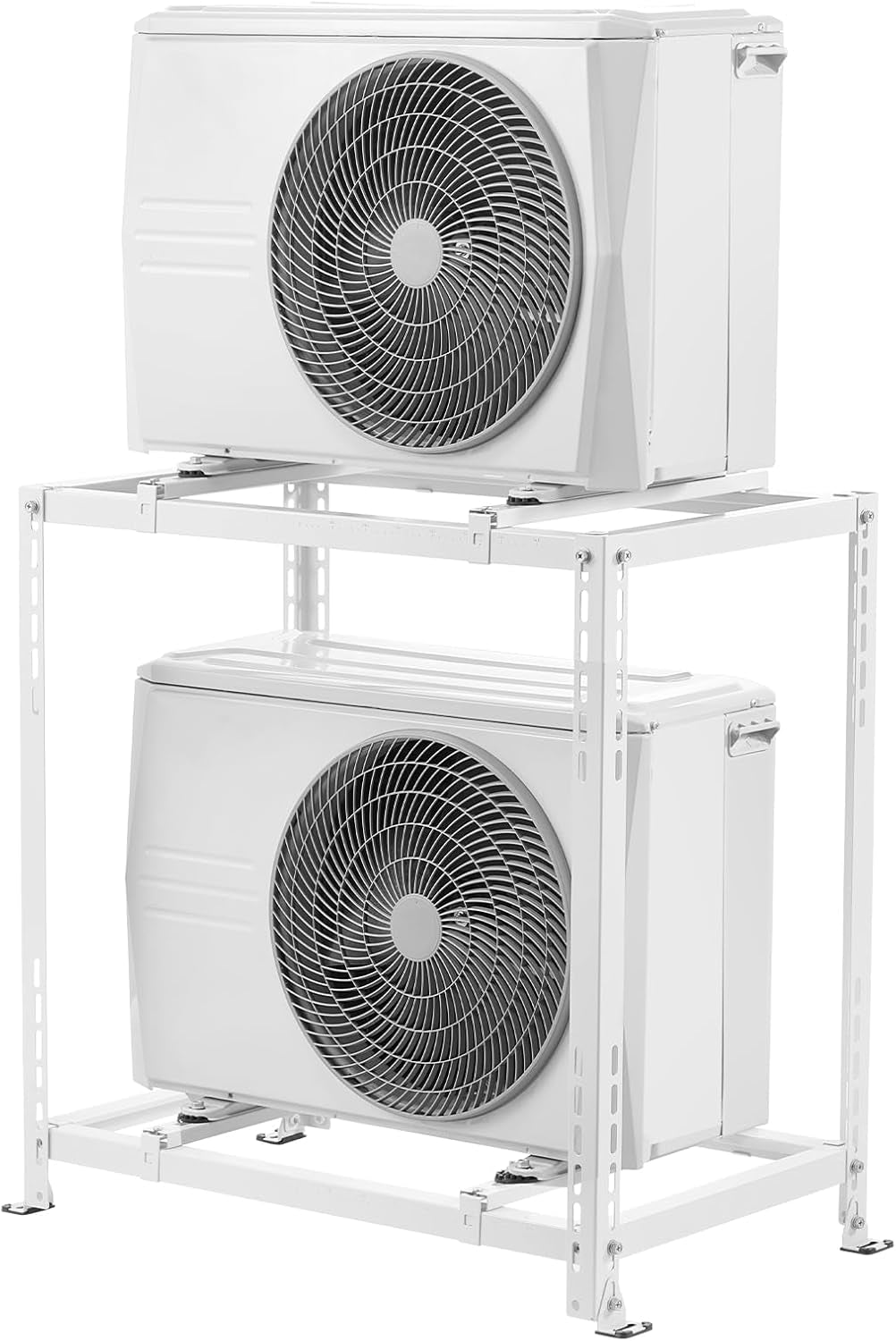 Mini Split Ground Stand, Anti-Vibration Mini Split Stand for 9000-18000 BTU Ductless Air Conditioner Heat Pump, Heavy Duty AC Base Bracket Floor Mount W/ 551LBS Max. Load,Dual Levels