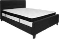 Tribeca Queen Size Tufted Upholstered Platform Bed in Black Fabric with Memory Foam Mattress