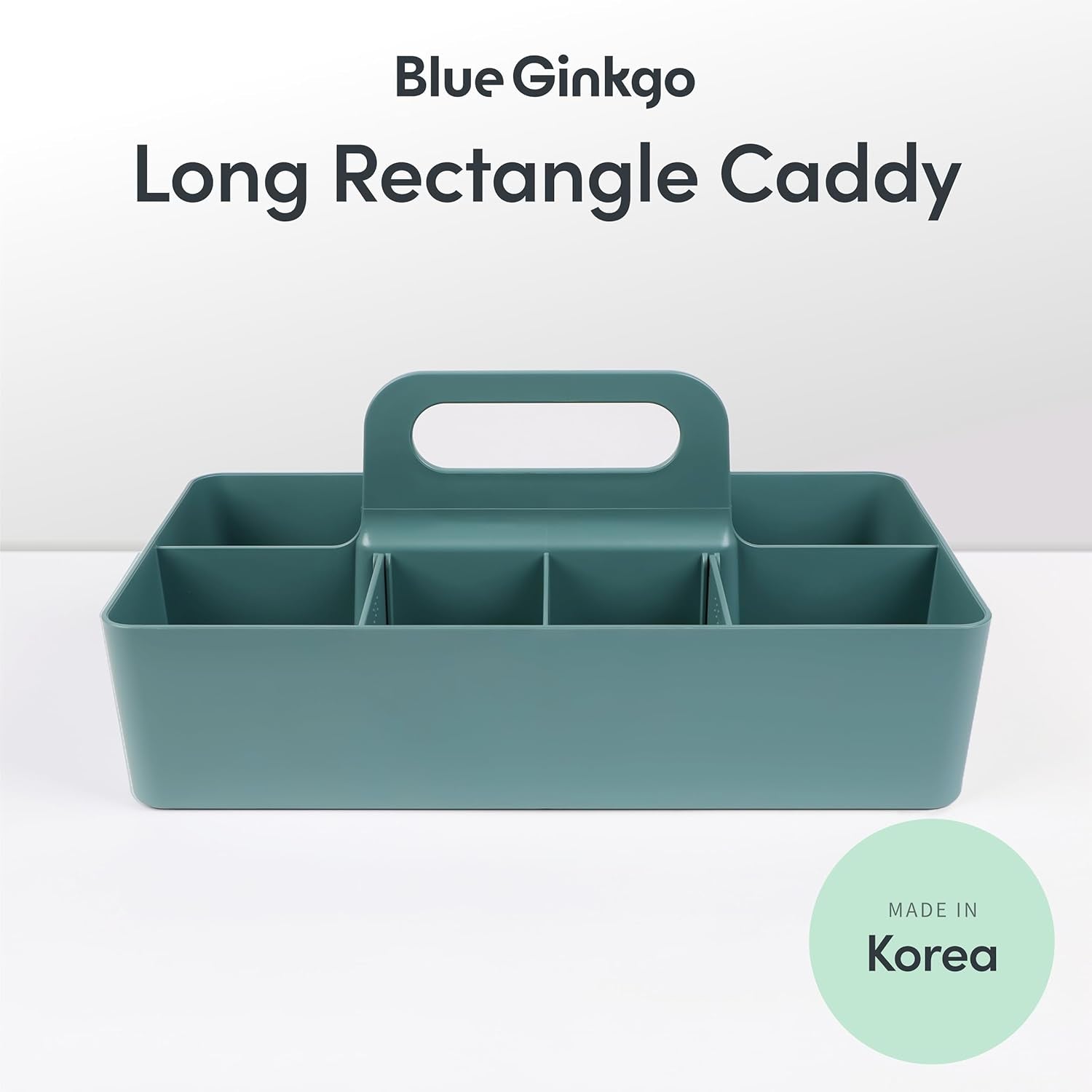 Stackable Organizer Caddy – Korean-Made Portable Tote for Bathroom, Office, Crafts, or School Supplies (Long Rectangle, Green)