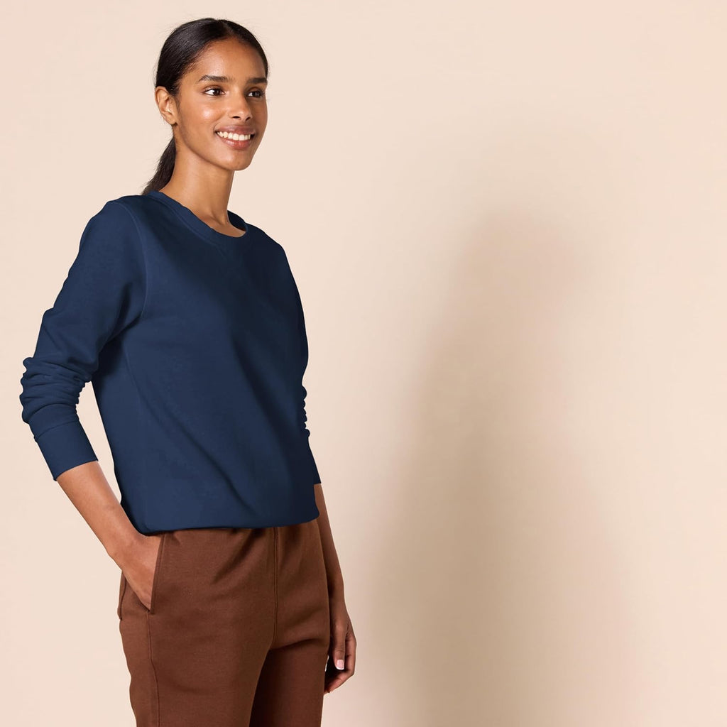 Women'S Fleece Crewneck Long Sleeve Pullover Sweatshirt (Available in plus Size)