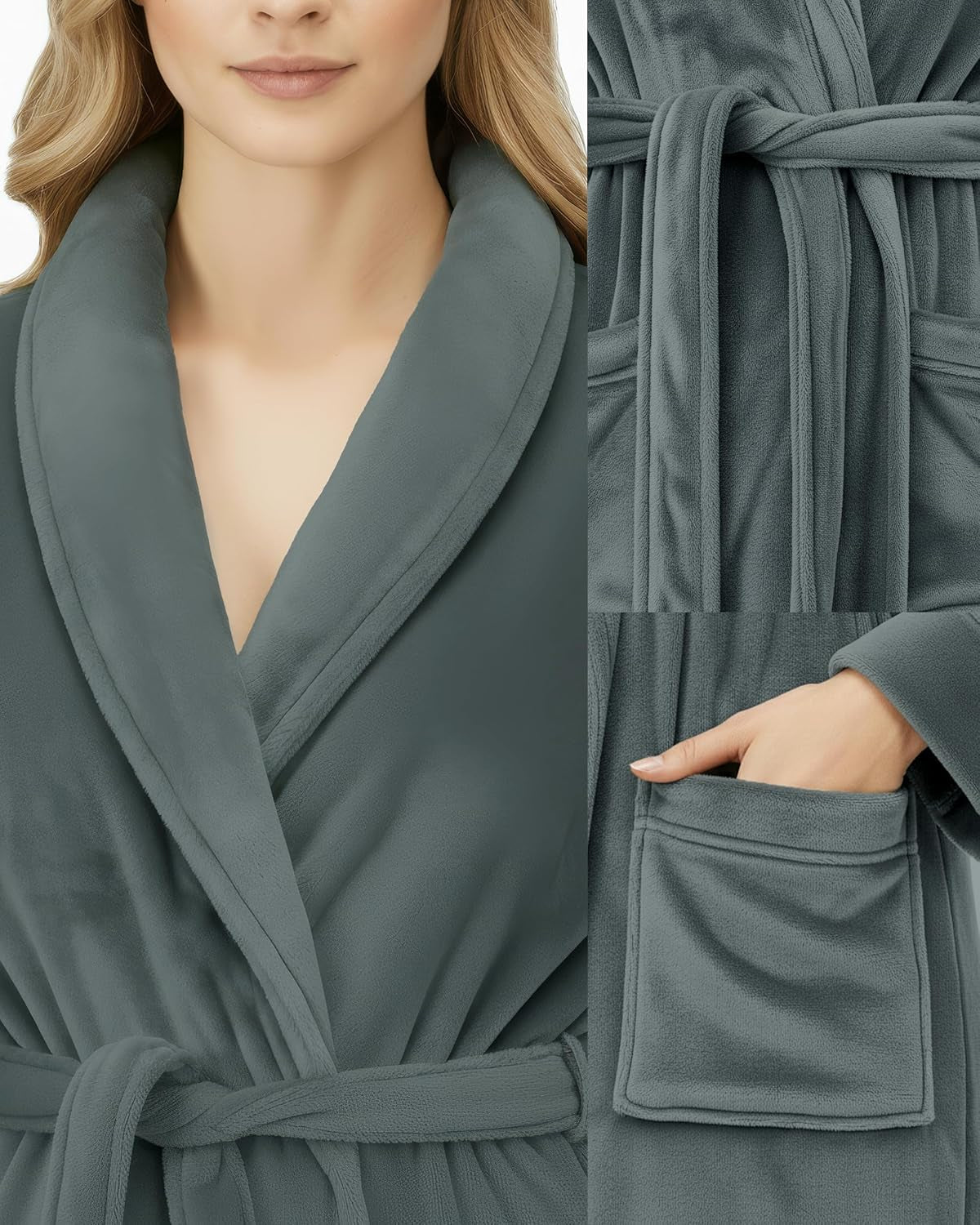 Premium Womens Robe, Plush Fleece Long Bath Robe for Women, Fluffy Soft Women'S Bathrobe