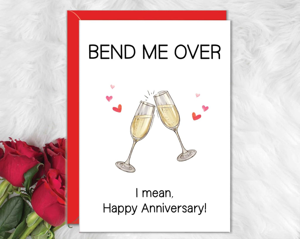 | Sexy Anniversary Cards for Men, Naughty Love Card for Boyfriend or Husband, Dirty Anniversary Day Card for Him, Adult Humor Funny Raunchy Card (Bend Me over Champagne)