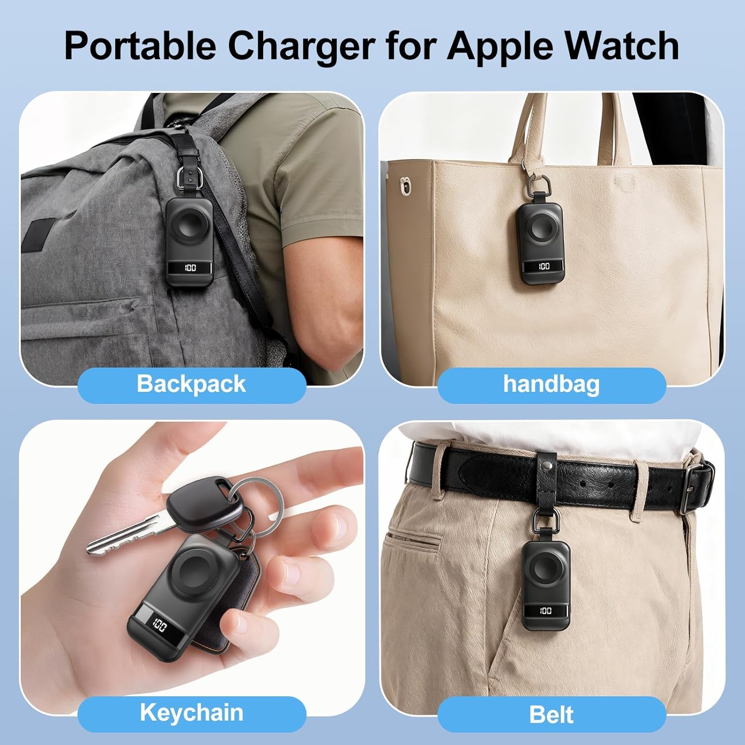 5W Fast Portable Charger for Apple Watch, 2500Mah & Digital Display – Magnetic Fast Charging Iwatch Charger for Travel – for Apple Watch Series (Grey)