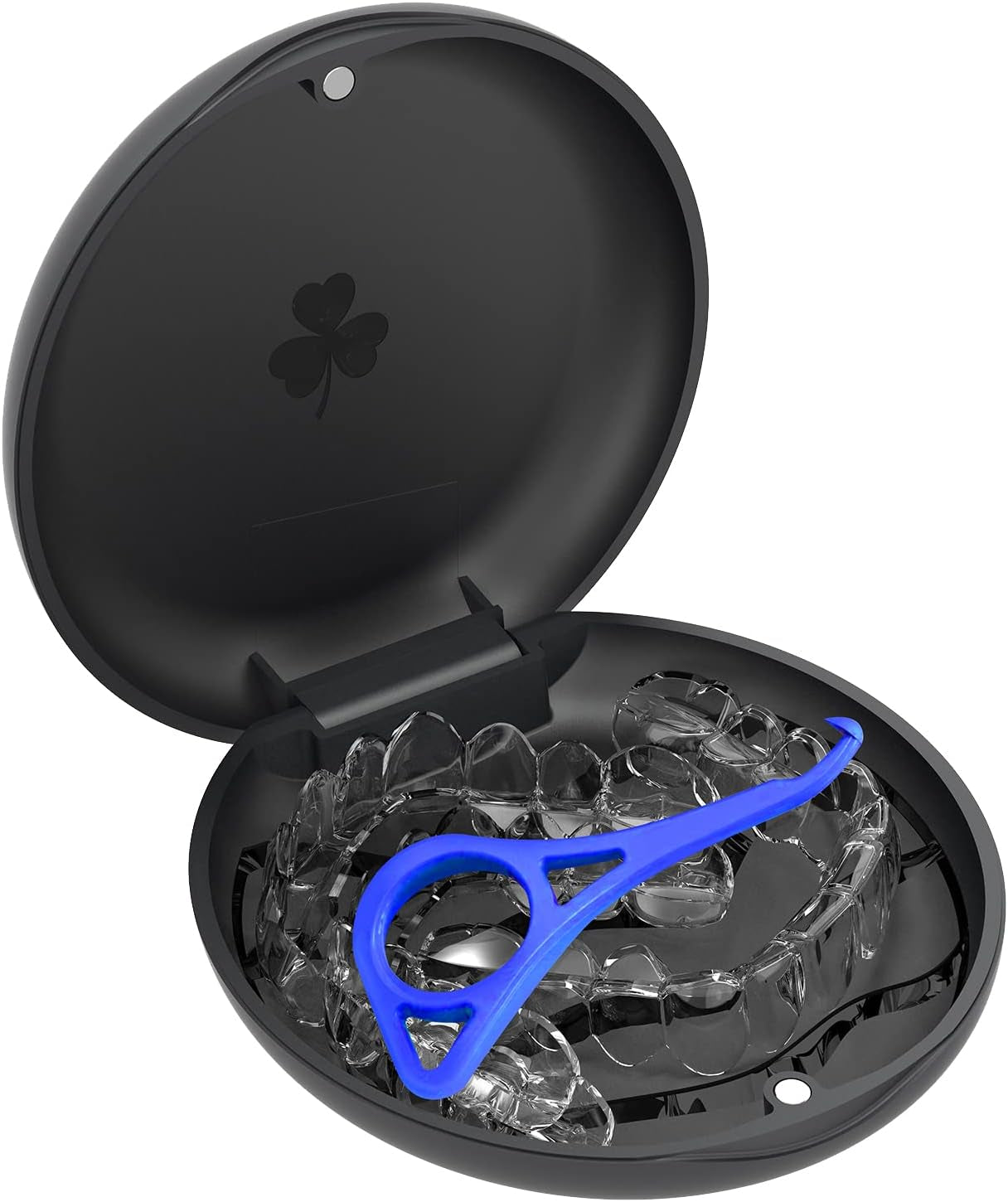 2-Pack Ultra-Thin round Aligner & Retainer Case with Magnetic Closure – Slim Portable Travel Container for Braces, Mouth Guard, Night Guard, Bpa-Free Anti-Slip Water Ripple Design (Black)