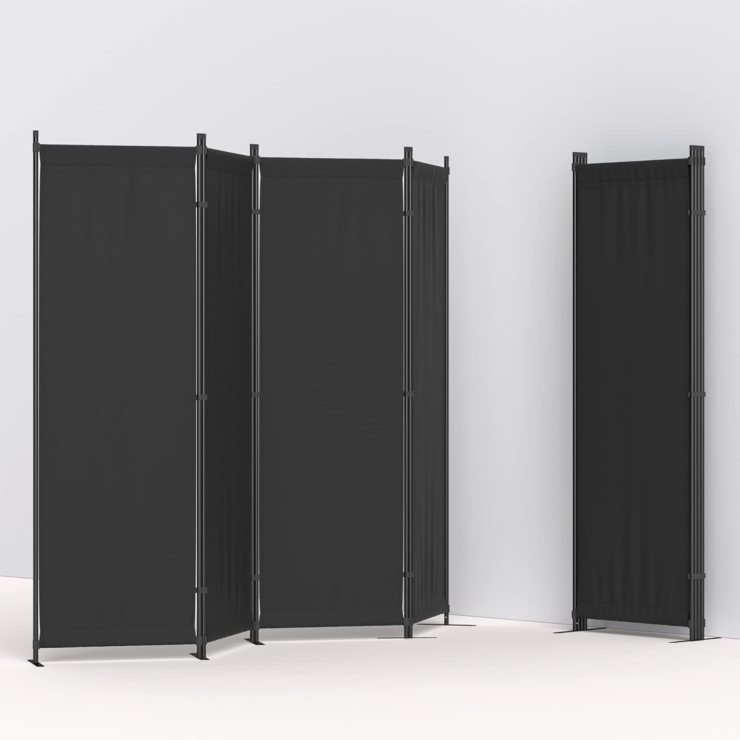 6FT Room Divider Portable, Folding Privacy Screens, 4 Panel Room Partitions, 88" Foldable Wall Dividers, Separating for Home Office Bedroom Dorm Decor (Black)