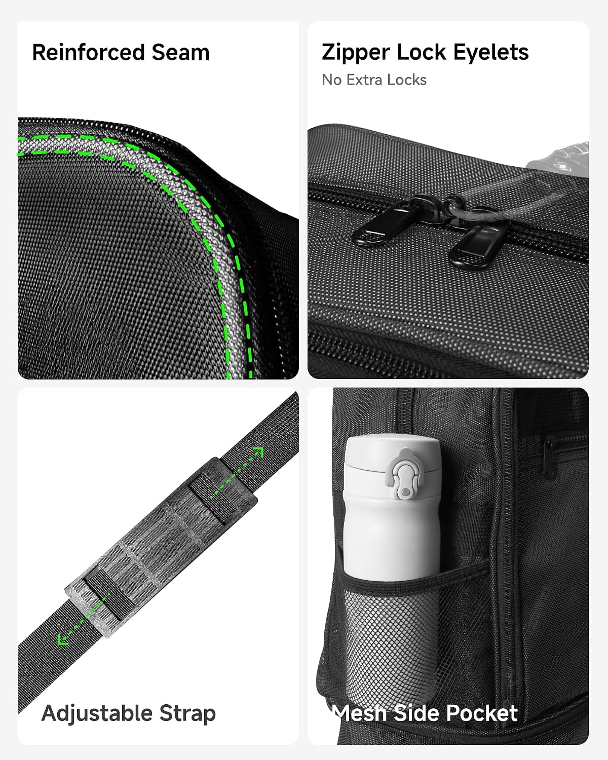 Travel Duffel Bags, Expandable Collapsible Luggage with Spinner Wheels, Lightweight, without Telescopic Handle, Large Capacity Suitcases with Wheel for Men Women (Black, 55L-113L)
