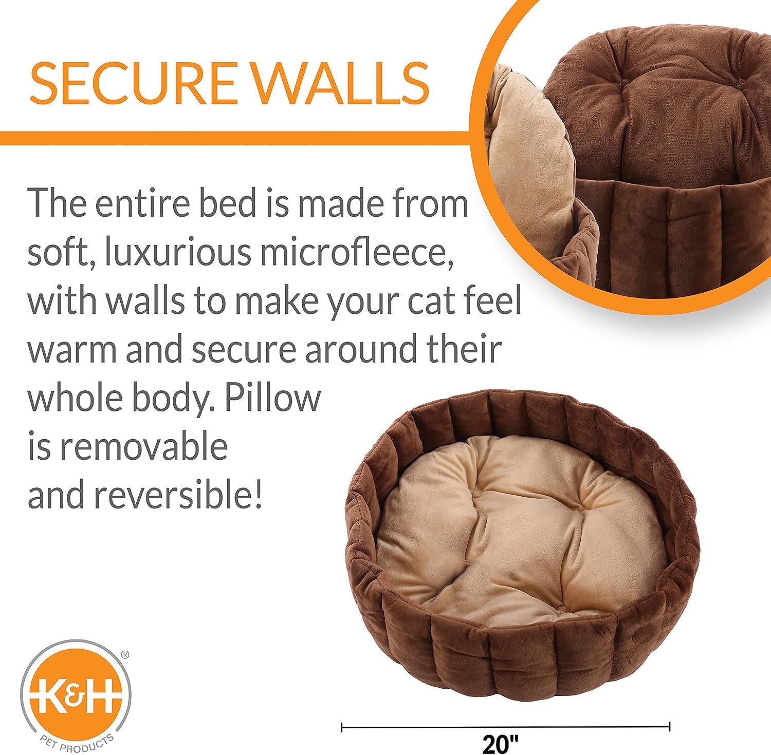 Lazy Cup Pet Bed Tan/Mocha Large 20 Inches