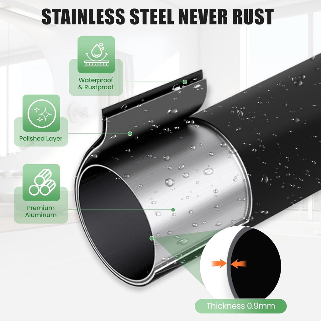 Black Curved Shower Curtain Rod,35-76 Inches Adjustable Length Curved Shower Rods round Shower Curtain Rod Rust Proof Stainless Steel Curved Shower Rods for Bathroom