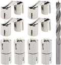 8Pcs 10 Mm Hidden Brass Barrel Hinges with 10 Mm Drill Bit, 180 Degree Opening Angle Concealed Furniture Small Hinges for Wooden Box Jewelry Ring Box DIY Hand Craft (8, Silver, 10Mm)