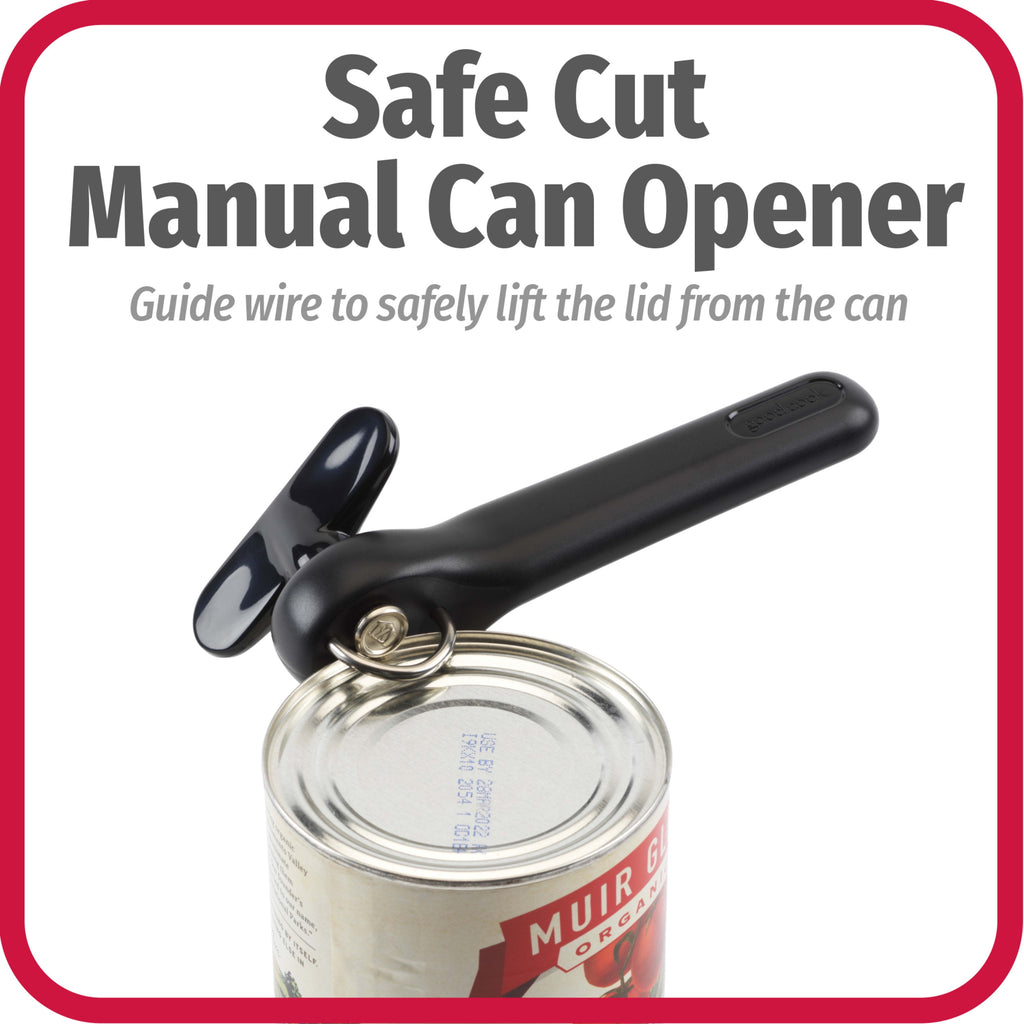 Safe-Cut Manual Can Opener with Stainless Steel Cutting Blade, Black