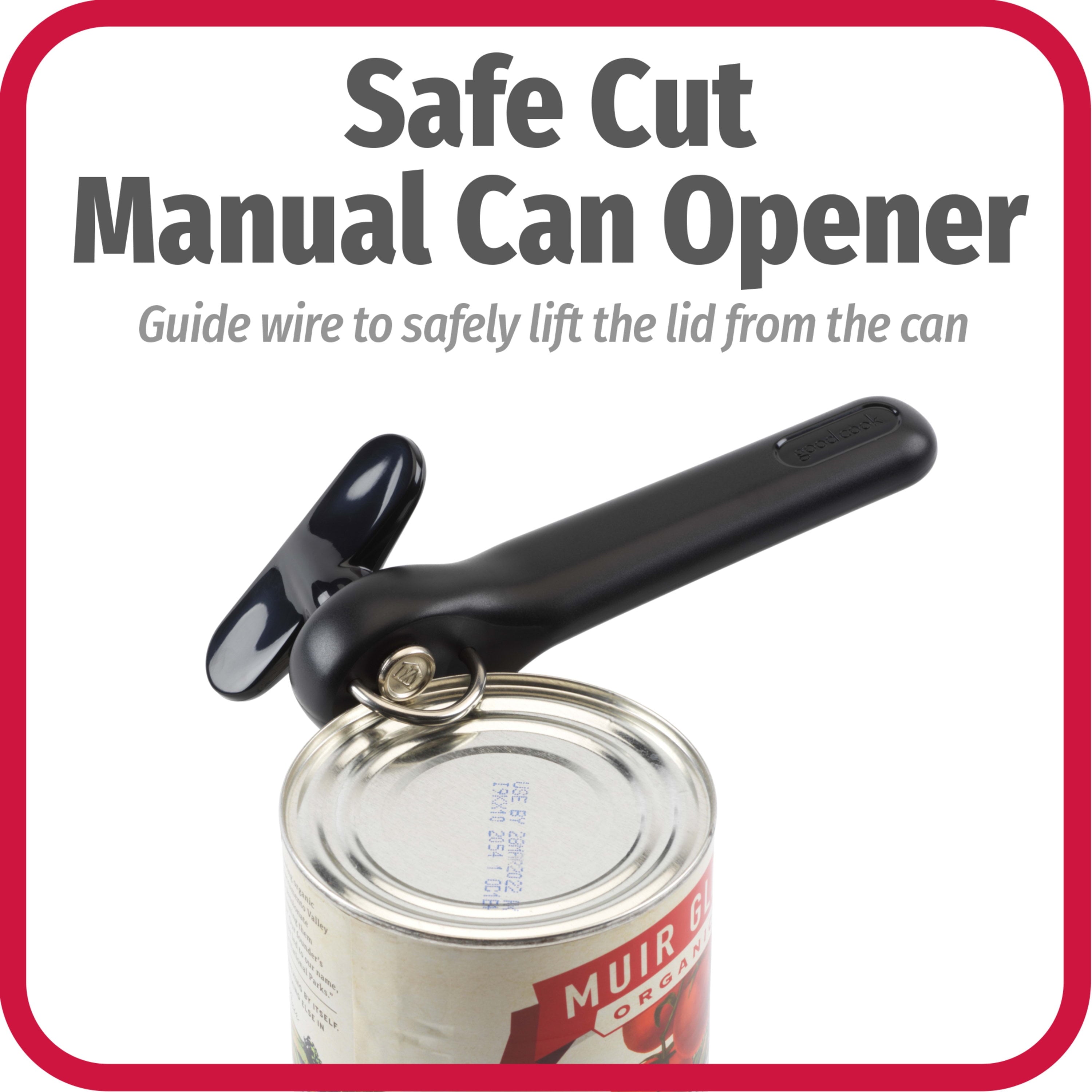 Safe-Cut Manual Can Opener with Stainless Steel Cutting Blade, Black