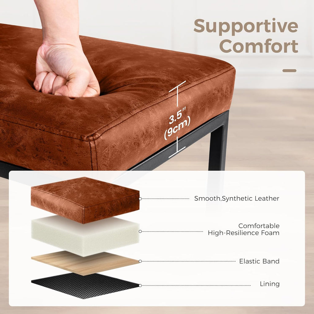 Counter Height 24" Bar Stools Set of 2 for Kitchen Counter Backless Modern Barstools Industrial Upholstered Faux Leather Stools Farmhouse Island Chairs, (24 Inch, Brown)