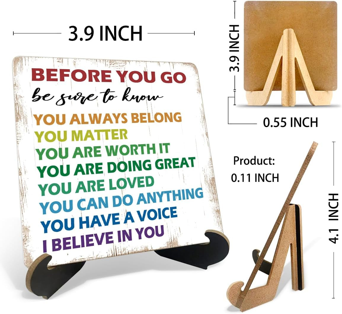 Freshmen Motivational Desk Decor Sign, Office Desk Decorations Accessories Wooden Plaque Sign, before You Go Wooden Signs with Holder Stand