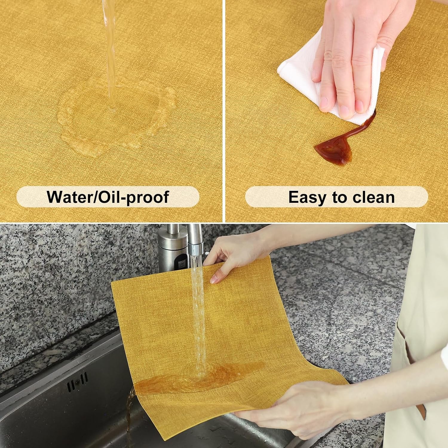 Faux Leather Heat Resistant Placemats for Dining Table Set of 4, Waterproof Wipeable Washable PU Table Mats, Easy to Clean Anti-Slip Place Mats, 11.8" X 17", Yellow