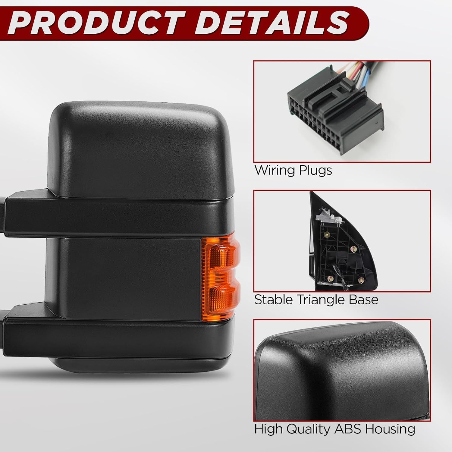 Power Heated Tow Mirrors Compatible with 2008-2016 Ford F250 F350 F450 F550 Super Duty, Power Glass Manual Telescoping Folding Towing Mirrors with Amber Signal Light