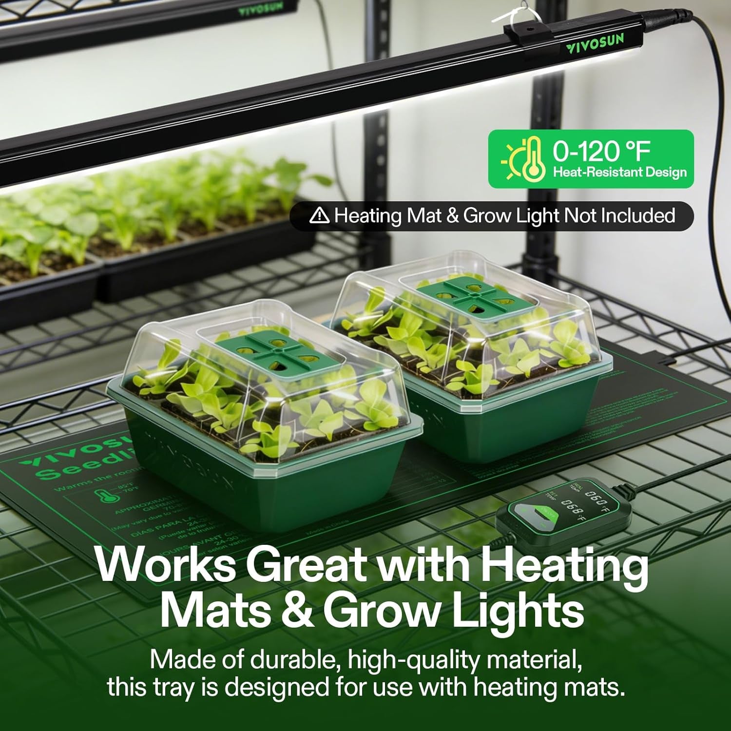 6-Pack Seed Starter Trays, 72-Cell Seed Starter Kit with Humidity Dome, Flat Reusable Plant Germination Trays with Drain Hole, Green Propagation Tray for Planting Seeds