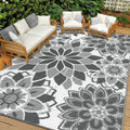 Outdoor Rug 8'X10' Reversible Waterproof Outdoor Patio Rug Mat Plastic Straw Rug Outdoor Area Rug Patio Camping Rug for RV Picnic Balcony Backyard Beach Outdoor Decor,Gray