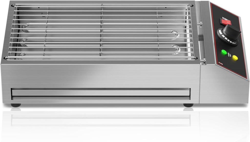 Electric Barbecue Grill, Smokeless Indoor Outdoor BBQ Grill, Portable Countertop Grill with Adjustable Temperature 122°F-572°F, Stainless Steel, 1800W, for Home Restaurant Party Camping