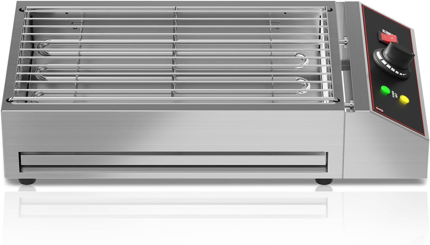 Electric Barbecue Grill, Smokeless Indoor Outdoor BBQ Grill, Portable Countertop Grill with Adjustable Temperature 122°F-572°F, Stainless Steel, 1800W, for Home Restaurant Party Camping