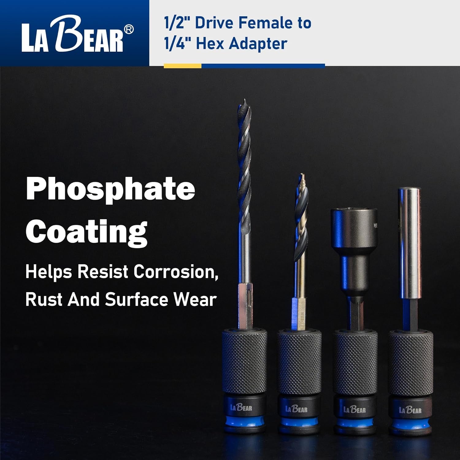 1/2 Inch Drive to 1/4 Inch Hex Impact Adapter | Cr-Mo Steel Body with Quick-Release Collar and 3Mm Adjustable Screw for Steadier Bit Changes