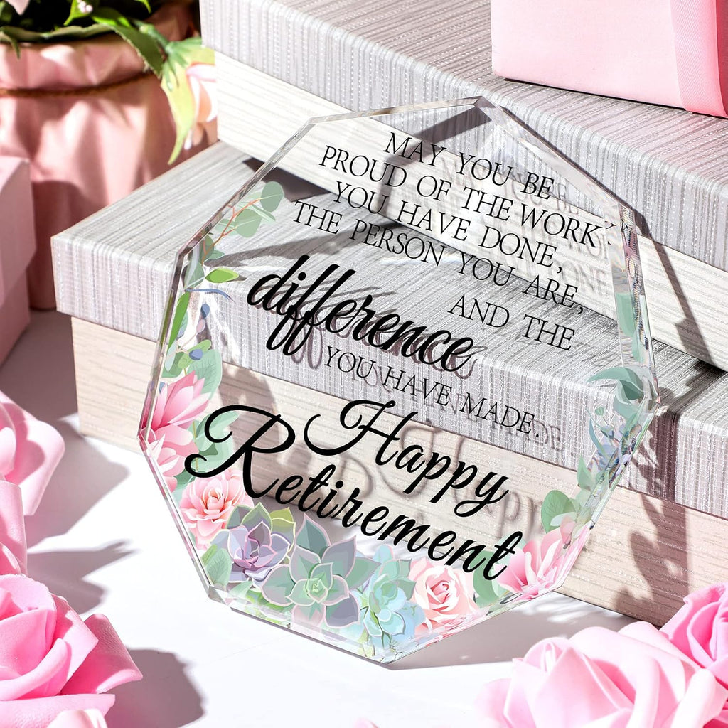Retirement Gifts for Women Men May You Be Proud Keepsake and Paperweight Retirement Plaque Inspirational Farewell Gifts for Retired Teacher Police Firefighter(Nonagon)