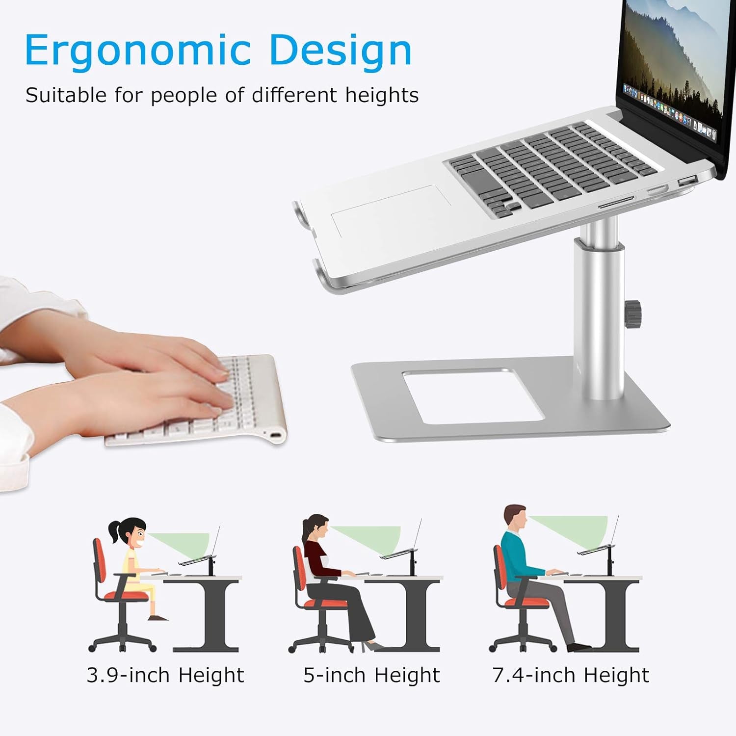 Laptop Stand, Ergonomic Aluminum Height Adjustable Computer Stand Laptop Holder for Desk, Compatible with Macbook Pro/Air, Dell, Lenovo, HP, Samsung, More Laptops 11-17"