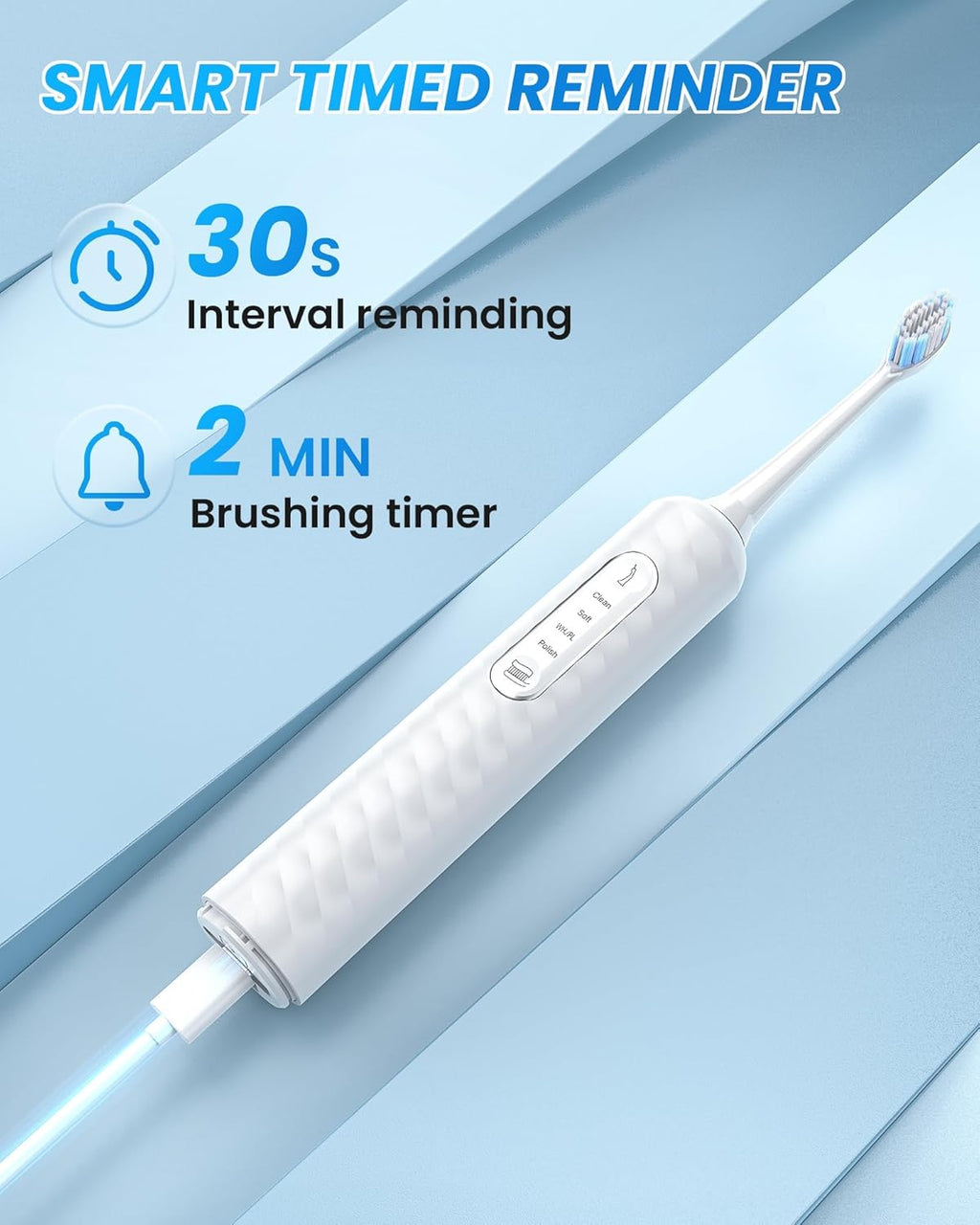 Electric Toothbrush with Water Flosser, 3 in 1 Teeth Cleaning Kit with 7 Modes, Electric Toothbrush and Flosser Combofor Adults, Water Flosser Portable for Travel and Home (White)