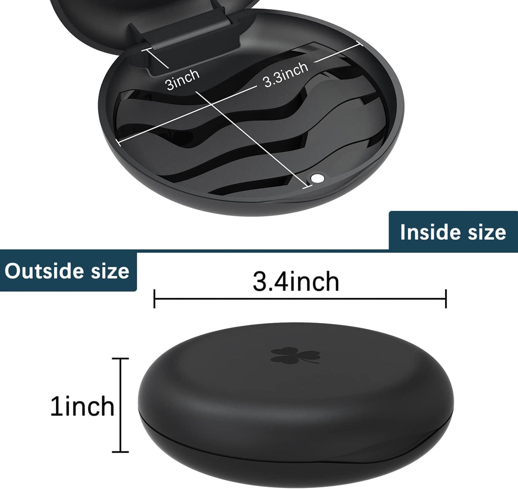 2-Pack Ultra-Thin round Aligner & Retainer Case with Magnetic Closure – Slim Portable Travel Container for Braces, Mouth Guard, Night Guard, Bpa-Free Anti-Slip Water Ripple Design (Black)