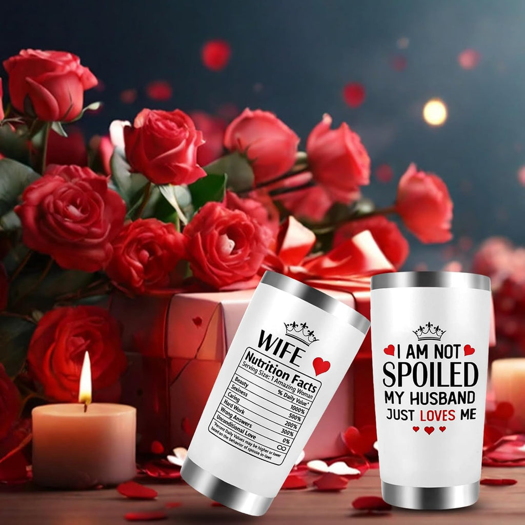 Valentines Day Gifts - Tumbler, Valentine, Christmas, Mothers Day, Birthday Anniversary Wedding Present for Her, Women, Best Wife Ever Gift - 20Oz Insulated Tumbler