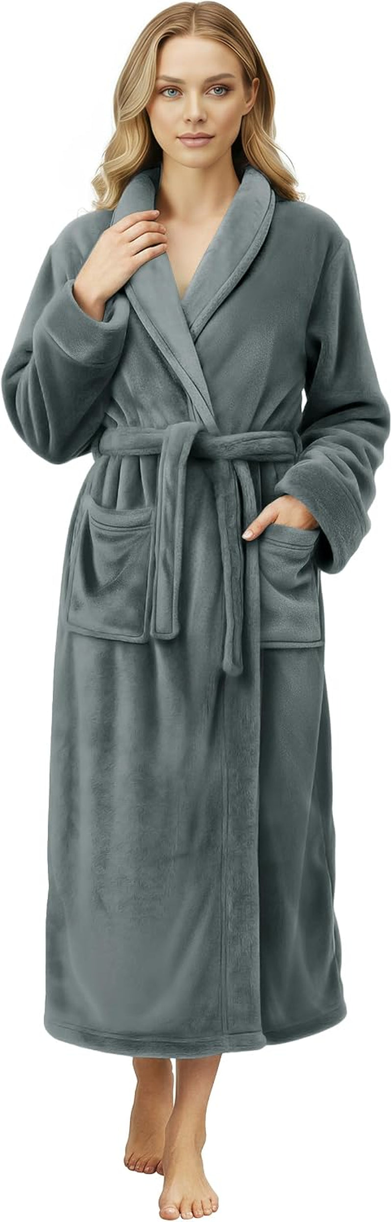 Premium Womens Robe, Plush Fleece Long Bath Robe for Women, Fluffy Soft Women'S Bathrobe