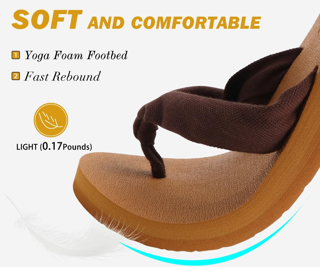 Flip Flops for Women with Arch Support Yoga Mat Comfortable Summer Beach Walking Thong Cushion Sandals Slip on Indoor Outdoor