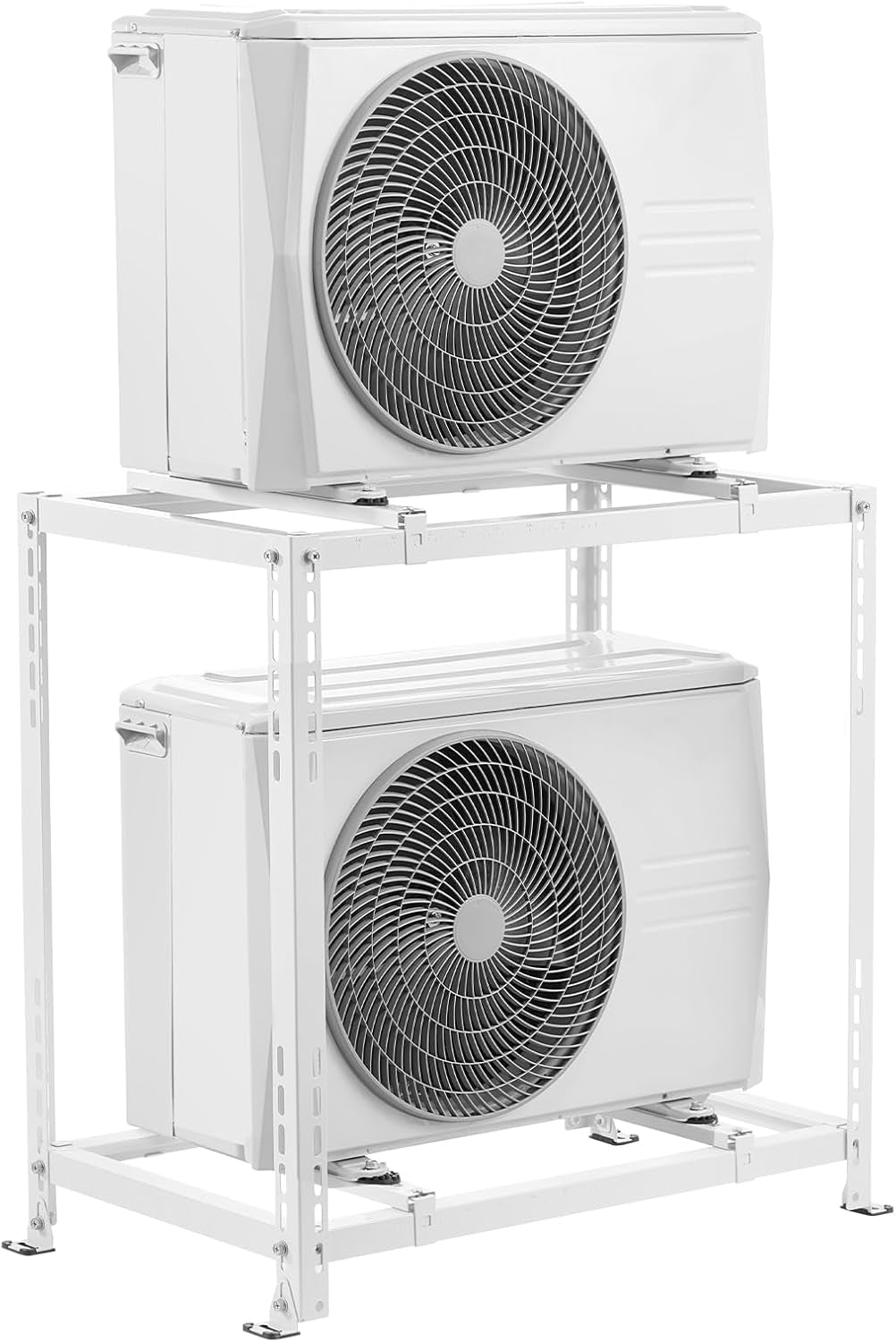 Mini Split Ground Stand, Anti-Vibration Mini Split Stand for 9000-18000 BTU Ductless Air Conditioner Heat Pump, Heavy Duty AC Base Bracket Floor Mount W/ 551LBS Max. Load,Dual Levels